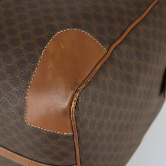 CELINE Macadam Canvas Boston Bag PVC Leather Brown Gold Auth am9992