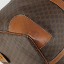 CELINE Macadam Canvas Boston Bag PVC Leather Brown Gold Auth am9992-14