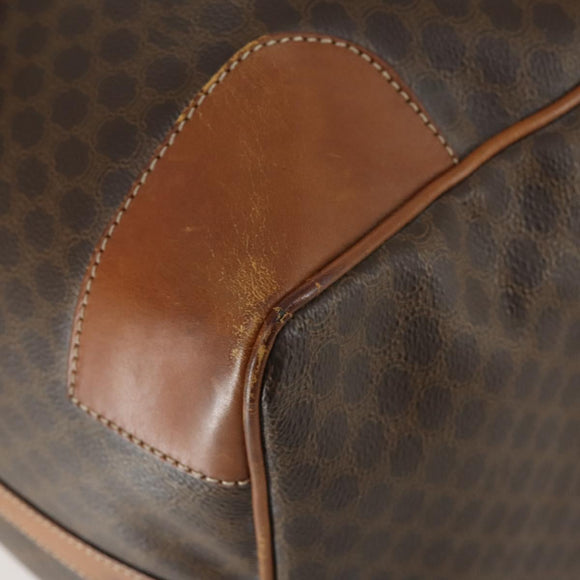 CELINE Macadam Canvas Boston Bag PVC Leather Brown Gold Auth am9992