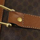 CELINE Macadam Canvas Boston Bag PVC Leather Brown Gold Auth am9992-10