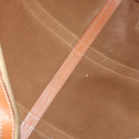 CELINE Macadam Canvas Boston Bag PVC Leather Brown Gold Auth am9992