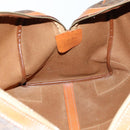 CELINE Macadam Canvas Boston Bag PVC Leather Brown Gold Auth am9992-19