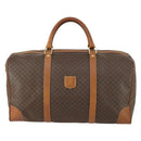 CELINE Macadam Canvas Boston Bag PVC Leather Brown Gold Auth am9992-13