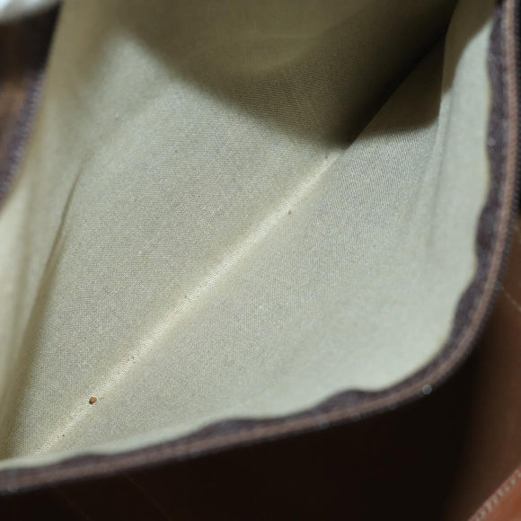 CELINE Macadam Canvas Boston Bag PVC Leather Brown Gold Auth am9992