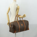 CELINE Macadam Canvas Boston Bag PVC Leather Brown Gold Auth am9992-23