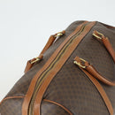 CELINE Macadam Canvas Boston Bag PVC Leather Brown Gold Auth am9992-6