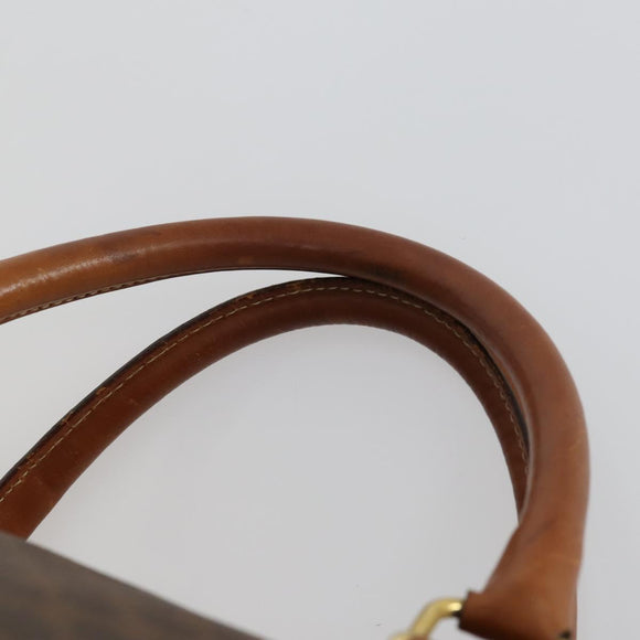 CELINE Macadam Canvas Boston Bag PVC Leather Brown Gold Auth am9992