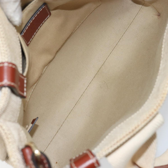 Chloe Woody Handtasche Canvas Leder 2way Beige Gold Auth am9996