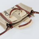 Chloe Woody Handtasche Canvas Leder 2way Beige Gold Auth am9996-6