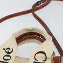 Chloe Woody Handtasche Canvas Leder 2way Beige Gold Auth am9996-14