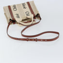 Chloe Woody Hand Bag Canvas Leather 2way Beige Gold Auth am9996-8
