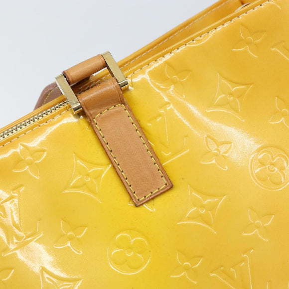 LOUIS VUITTON Monogram Vernis Columbus Tote Bag Lime Yellow M91047 Auth AMZ001