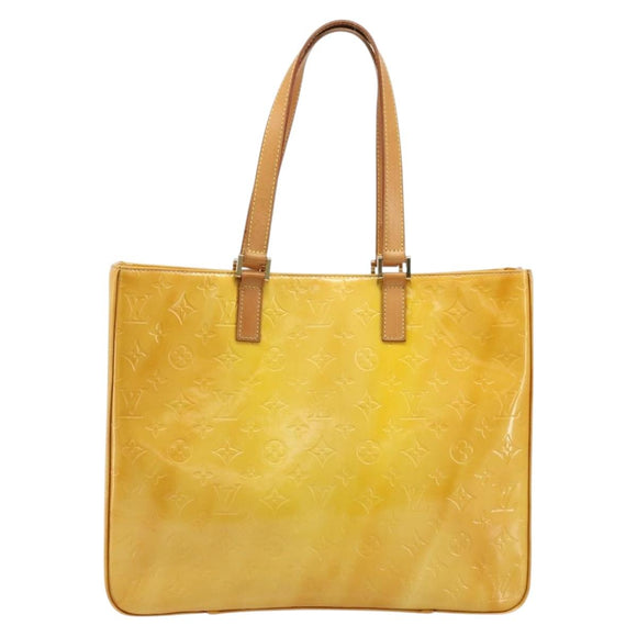LOUIS VUITTON Monogram Vernis Columbus Tote Bag Lime Yellow M91047 Auth AMZ001