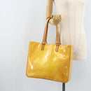 LOUIS VUITTON Monogram Vernis Columbus Tote Bag Lime Yellow M91047 Auth AMZ001-24