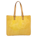 LOUIS VUITTON Monogram Vernis Columbus Tote Bag Lime Yellow M91047 Auth AMZ001-2