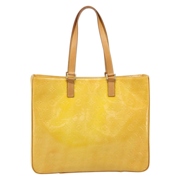 LOUIS VUITTON Monogram Vernis Columbus Tote Bag Lime Yellow M91047 Auth AMZ001