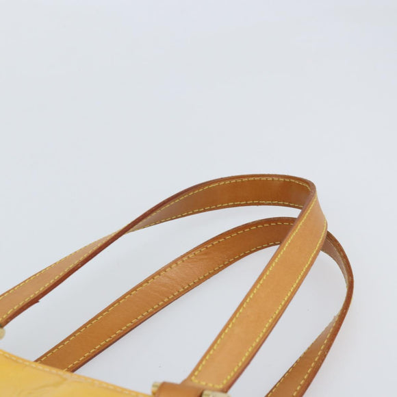 LOUIS VUITTON Monogram Vernis Columbus Tote Bag Lime Yellow M91047 Auth AMZ001