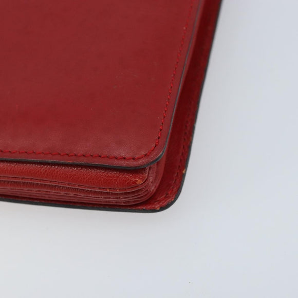 CELINE Shoulder Bag Leather Red Gold Auth AMZ004A