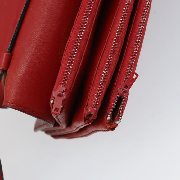 CELINE Shoulder Bag Leather Red Gold Auth AMZ004A