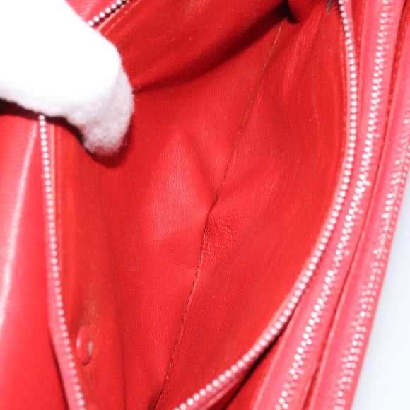 CELINE Shoulder Bag Leather Red Gold Auth AMZ004A