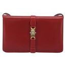 CELINE Shoulder Bag Leather Red Gold Auth AMZ004A-13