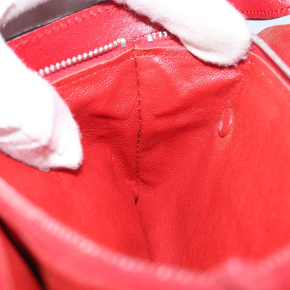 CELINE Shoulder Bag Leather Red Gold Auth AMZ004A