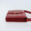 CELINE Shoulder Bag Leather Red Gold Auth AMZ004A-3