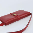 CELINE Shoulder Bag Leather Red Gold Auth AMZ004A-6