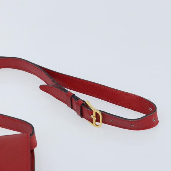 CELINE Shoulder Bag Leather Red Gold Auth AMZ004A