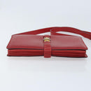 CELINE Shoulder Bag Leather Red Gold Auth AMZ004A-5