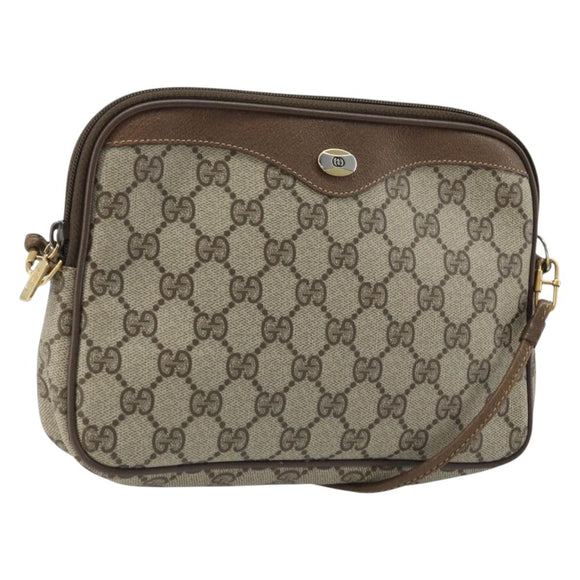 GUCCI GG Supreme Shoulder Bag PVC Beige Gold 97 02 068 Auth AMZ005