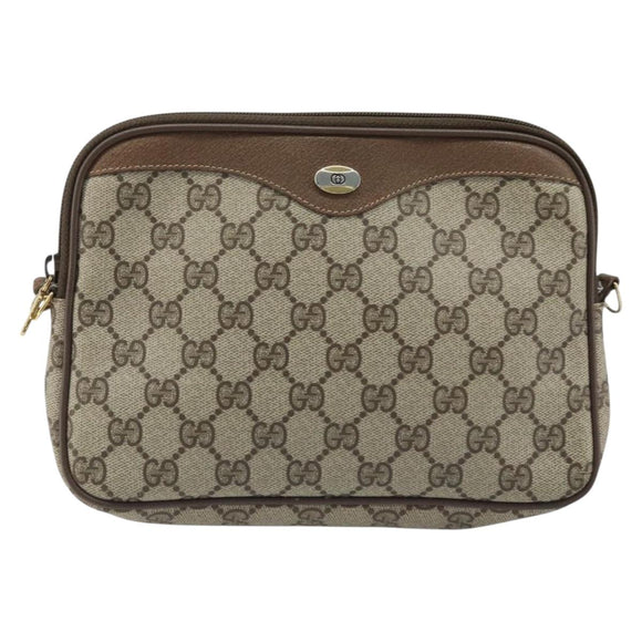 GUCCI GG Supreme Shoulder Bag PVC Beige Gold 97 02 068 Auth AMZ005