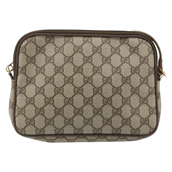 GUCCI GG Supreme Shoulder Bag PVC Beige Gold 97 02 068 Auth AMZ005