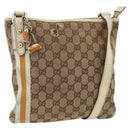 GUCCI GG Canvas Sherry Line Shoulder Bag Beige Gold 144888 Auth AMZ009-1
