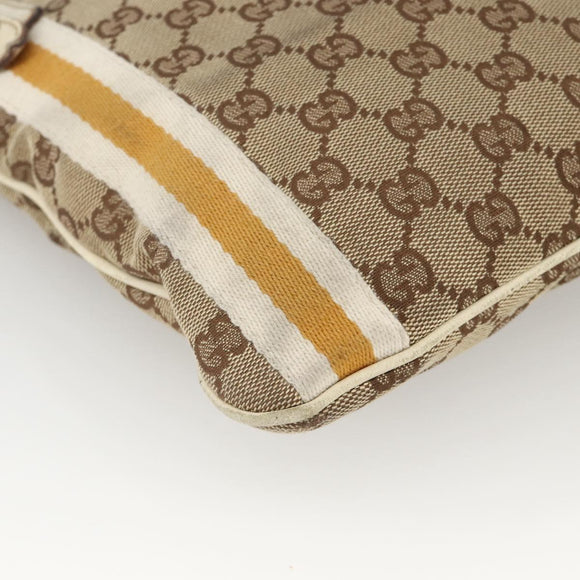 GUCCI GG Canvas Sherry Line Shoulder Bag Beige Gold 144888 Auth AMZ009