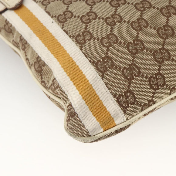 GUCCI GG Canvas Sherry Line Shoulder Bag Beige Gold 144888 Auth AMZ009