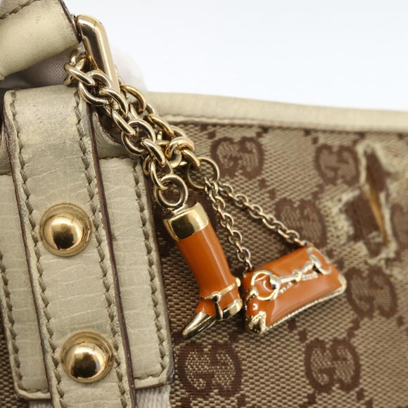 GUCCI GG Canvas Sherry Line Shoulder Bag Beige Gold 144888 Auth AMZ009