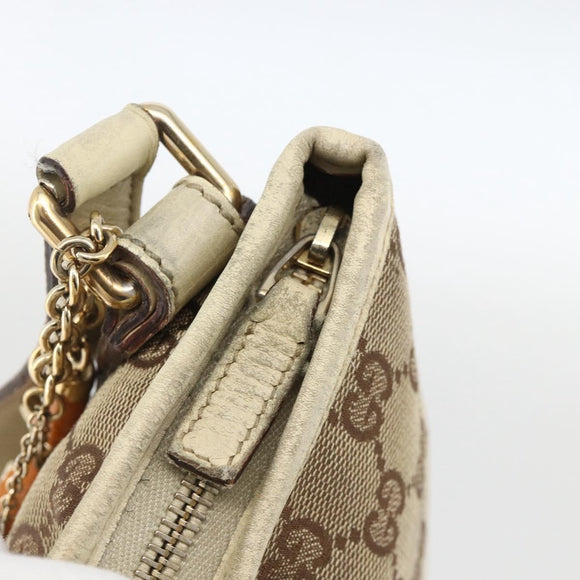 GUCCI GG Canvas Sherry Line Shoulder Bag Beige Gold 144888 Auth AMZ009