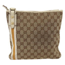 GUCCI GG Canvas Sherry Line Shoulder Bag Beige Gold 144888 Auth AMZ009-2