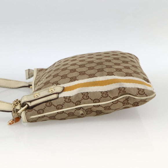 GUCCI GG Canvas Sherry Line Shoulder Bag Beige Gold 144888 Auth AMZ009