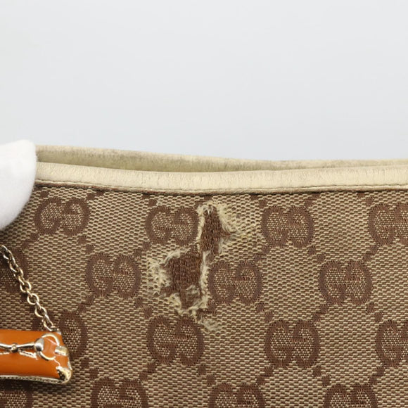 GUCCI GG Canvas Sherry Line Shoulder Bag Beige Gold 144888 Auth AMZ009