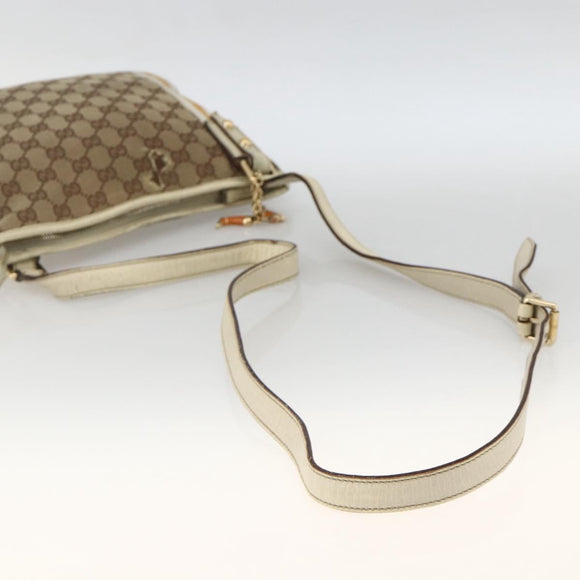 GUCCI GG Canvas Sherry Line Shoulder Bag Beige Gold 144888 Auth AMZ009
