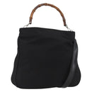 GUCCI Bamboo Shoulder Bag Nylon 2way Black Silver 001 2852 1577 5 Auth AMZ012-1