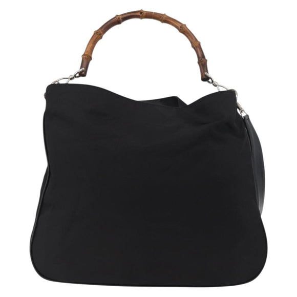 GUCCI Bamboo Shoulder Bag Nylon 2way Black Silver 001 2852 1577 5 Auth AMZ012
