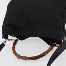 GUCCI Bamboo Shoulder Bag Nylon 2way Black Silver 001 2852 1577 5 Auth AMZ012-6