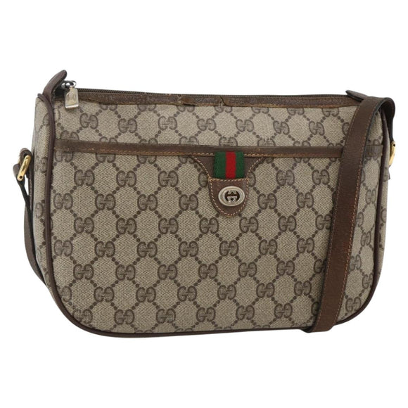 GUCCI GG Supreme Web Sherry Line Bag PVC Beige Gold 89 02 077 Auth AMZ013