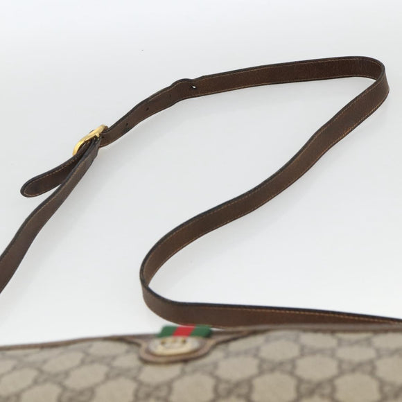 GUCCI GG Supreme Web Sherry Line Bag PVC Beige Gold 89 02 077 Auth AMZ013