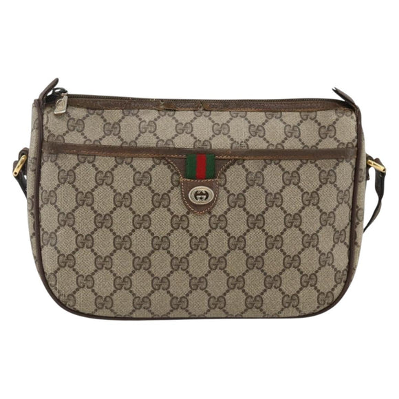 GUCCI GG Supreme Web Sherry Line Bag PVC Beige Gold 89 02 077 Auth AMZ013