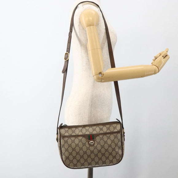 GUCCI GG Supreme Web Sherry Line Bag PVC Beige Gold 89 02 077 Auth AMZ013
