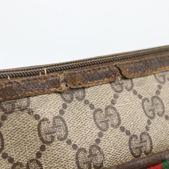 GUCCI GG Supreme Web Sherry Line Bag PVC Beige Gold 89 02 077 Auth AMZ013